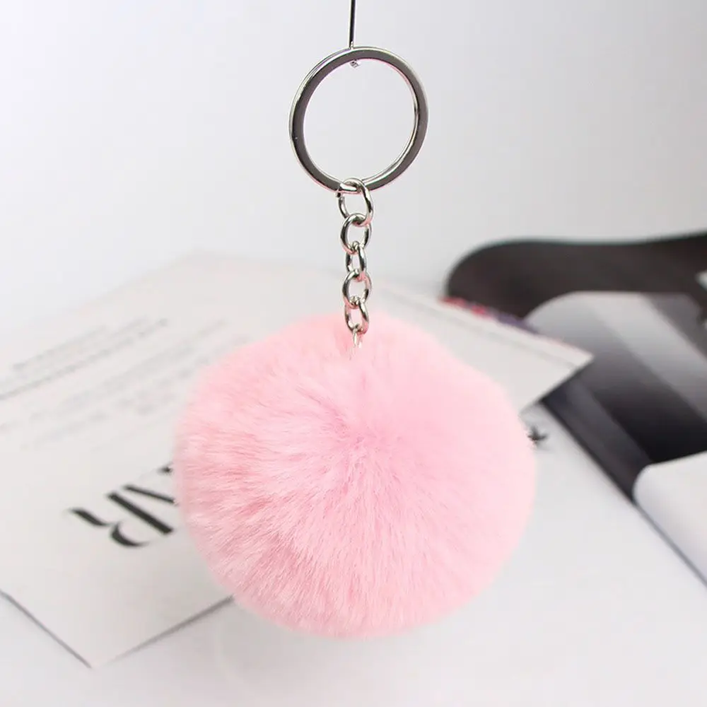 For Woman Soft Pompom Fluffy Fur DIY Fur  Ball Keychains Fashion Accessories Key Chain Key Ring