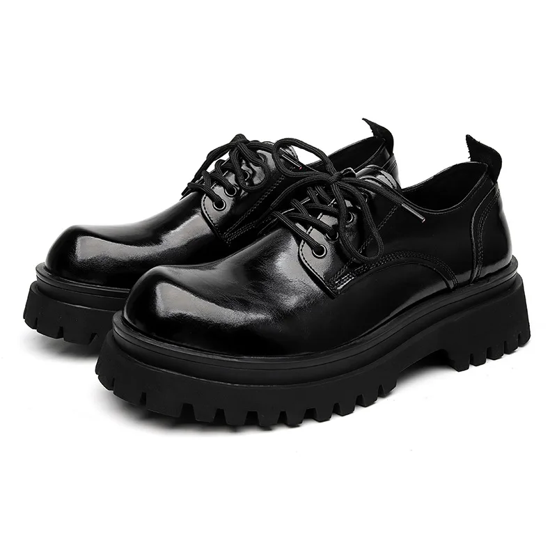 men's casual business office formal dress shoes black tide original leather derby shoe platform sneakers gentleman footwear mans image 4
