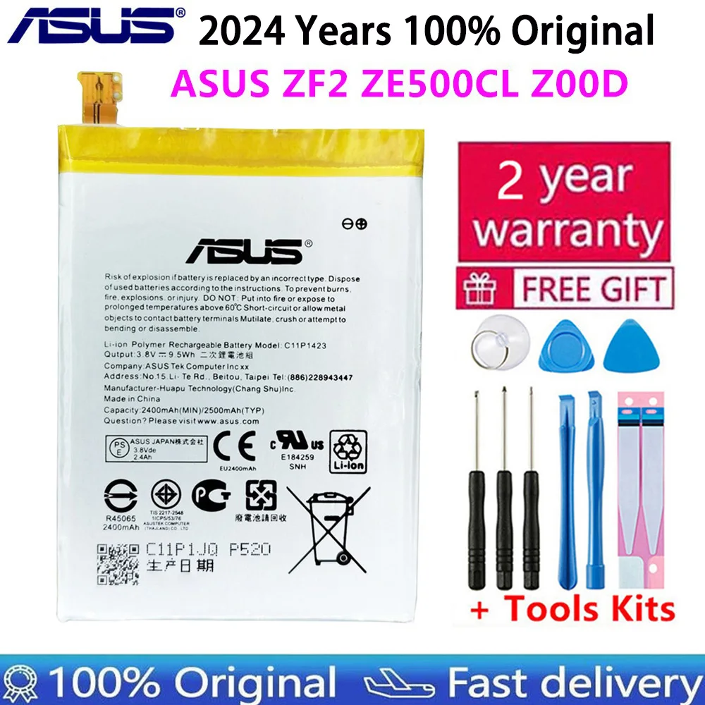 100% Original ASUS High Capacity C11P1423 Battery For ASUS ZF2 ZE500CL Z00D 2400mAh Batteries + Tools Fast Shipping