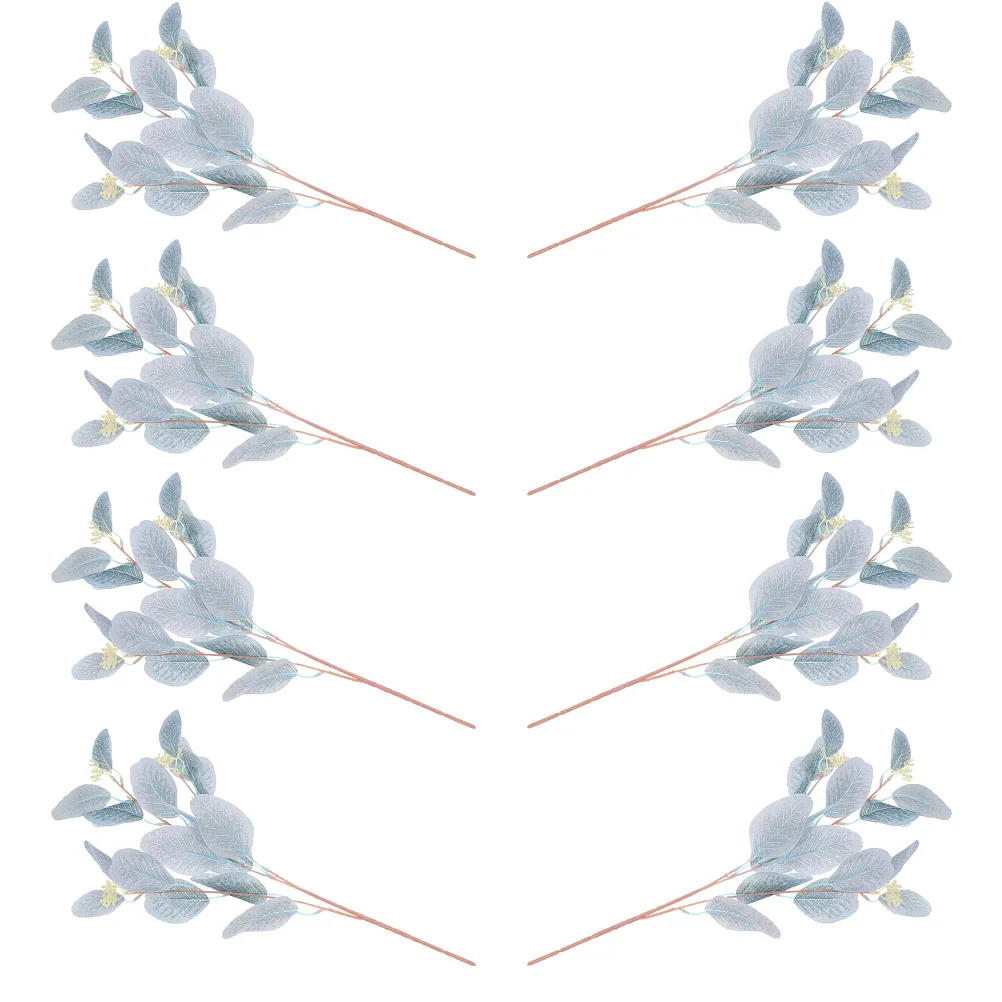 

8 Pcs Simulated Eucalyptus Leaves Artificial Picks Leaf Stems Tree Fake Flower Faux for Vase Silk Bouquet