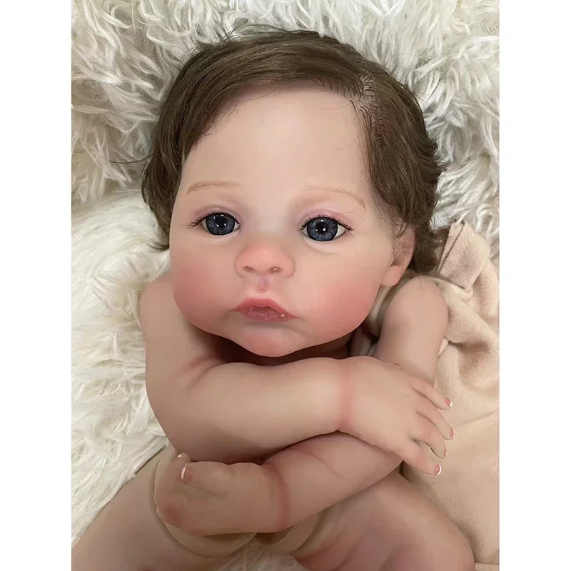 19inch Meadow Unfinished Reborn Kit Lifelike 3D Skin Venis with Rooted Hair Real Picture DIY Doll Kit Toys