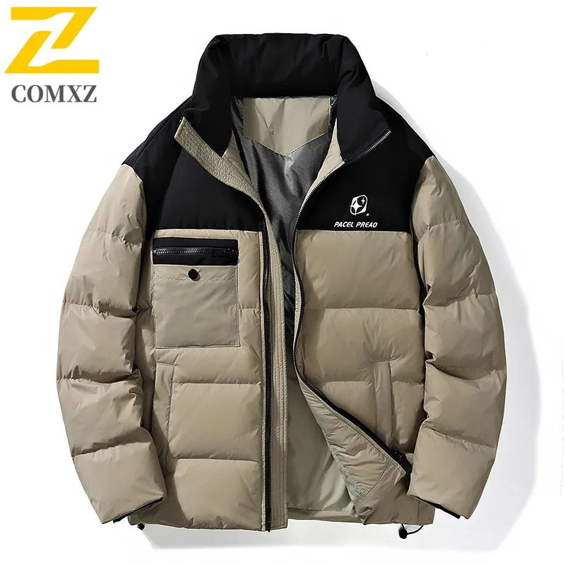 COMXZ Bread Jacket Stand Collar Warm Cold-Resistant Snowy Puffer Jacket Travel Loose High-Quality Winter Jacket Men's Clothing
