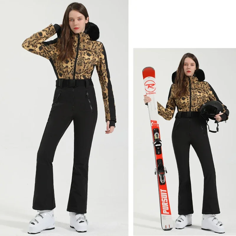 Traje de esquí de una pieza para mujer, chaqueta de Snowboard al aire libre, mono Delgado cálido para mujer, ropa de nieve impermeable a prueba de