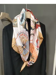 Design unico 100% sciarpa di seta fazzoletto da collo moda donna scialle di seta di lusso Foulard 88*88cm