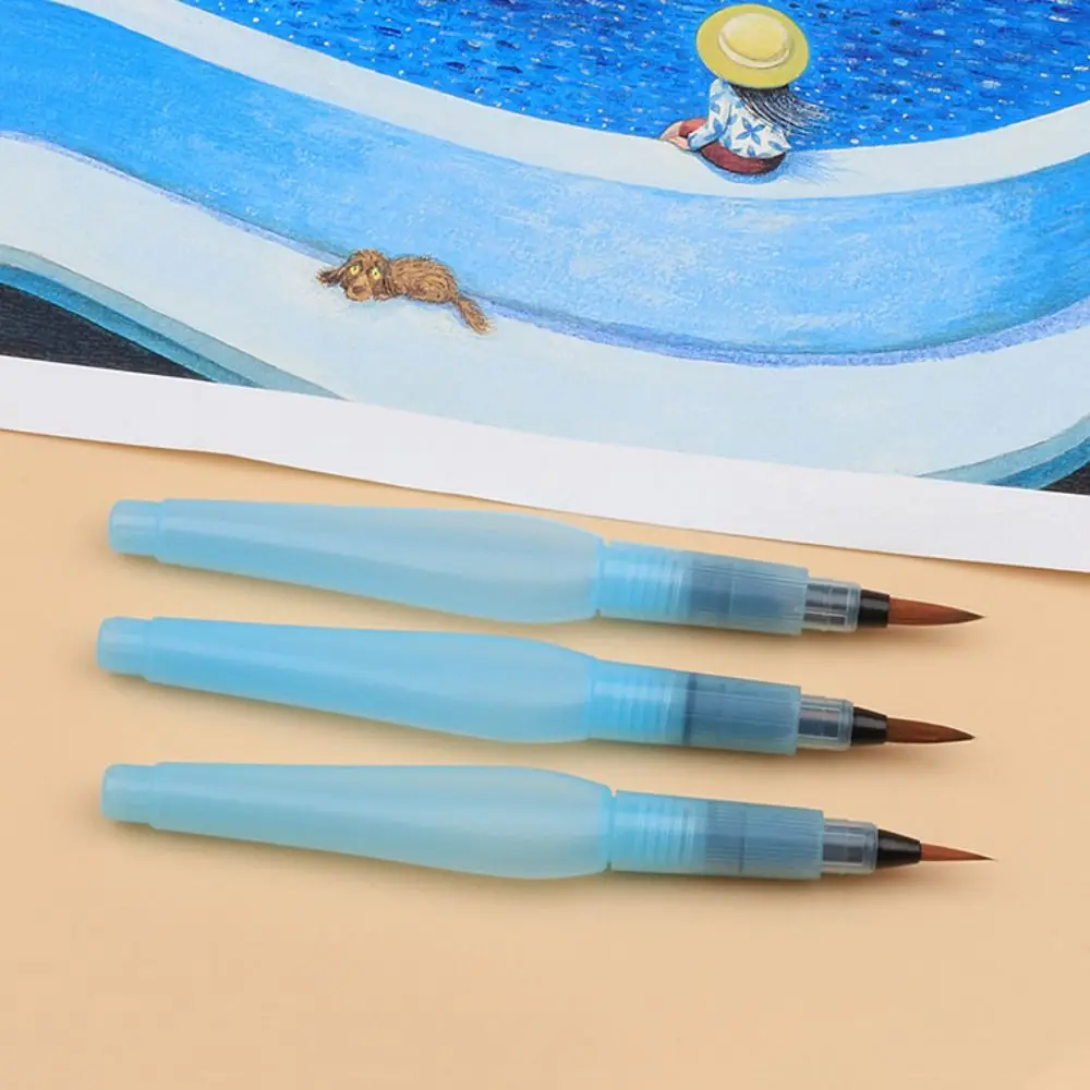 Practical Large Capacity Water Storage Pen Round Pointed Tip Refillable Tap Water Pen 150ML Plastic Water Color Brush Stationery