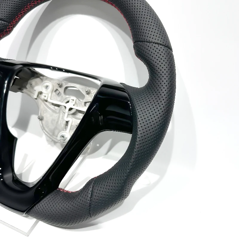 D-shaped Full Leather Sport Steering Wheel With Piano Black Trim Fit SMART 451 Interior Mod Parts