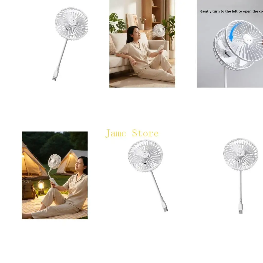 LX0B 360 Rotatable Neck USB Desk Fan Brushless Motor USB Fan Flexible Neck For Gaming Outdoor Travel Camping Outdoor