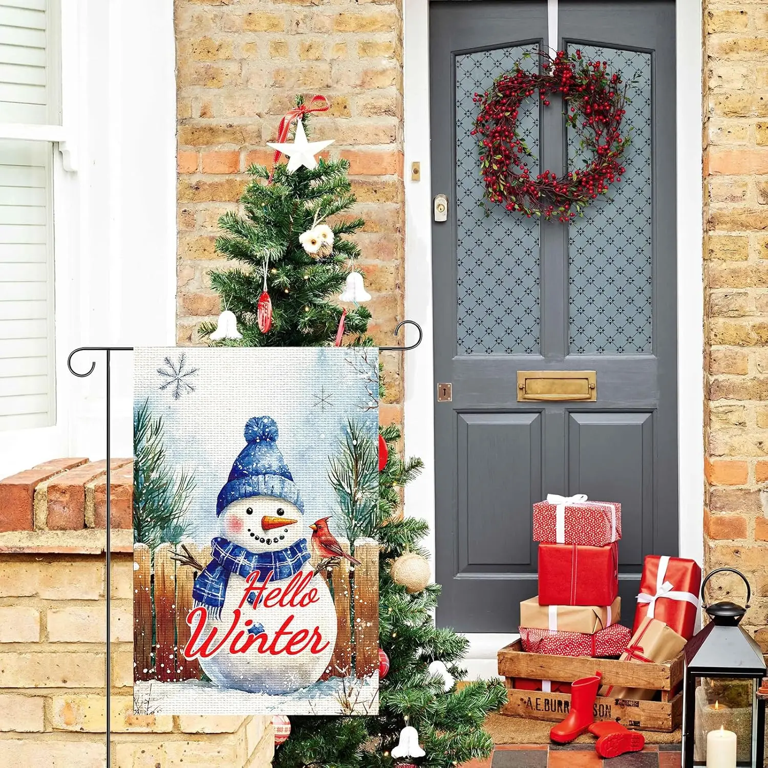 Welcome Snowman Garden Flag, Hello Winter Christmas Garden Flag Christmas Yard Flag Snowman Garden Flag Merry Christmas Gard GGX