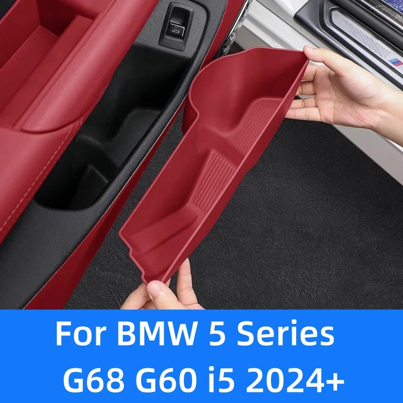 

2PCS For BMW 5 Series i5 2024 G60 Car Front Door Storage Box Organizer Tray TPE Waterproof Anti Dirty Gate Slot Pad Accessories