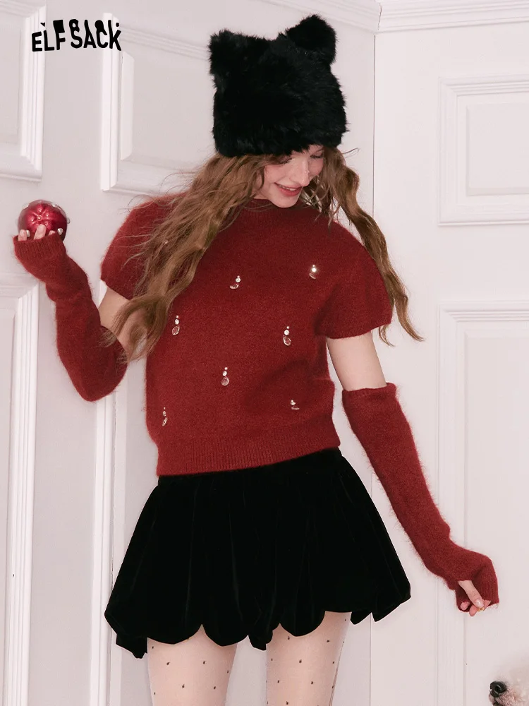 

Ele Bla High Waist Skirt for Women Winter New Year's Par Petal Skirt Casual Sle A-Line Skirt Stand Fit