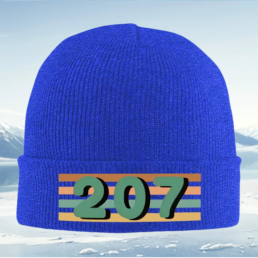 Patrón gráfico de diseño de estilo de número Retro Hombres Mujeres Gorro de punto unisex Gorro Jersey Gorro Invierno Térmico Cál