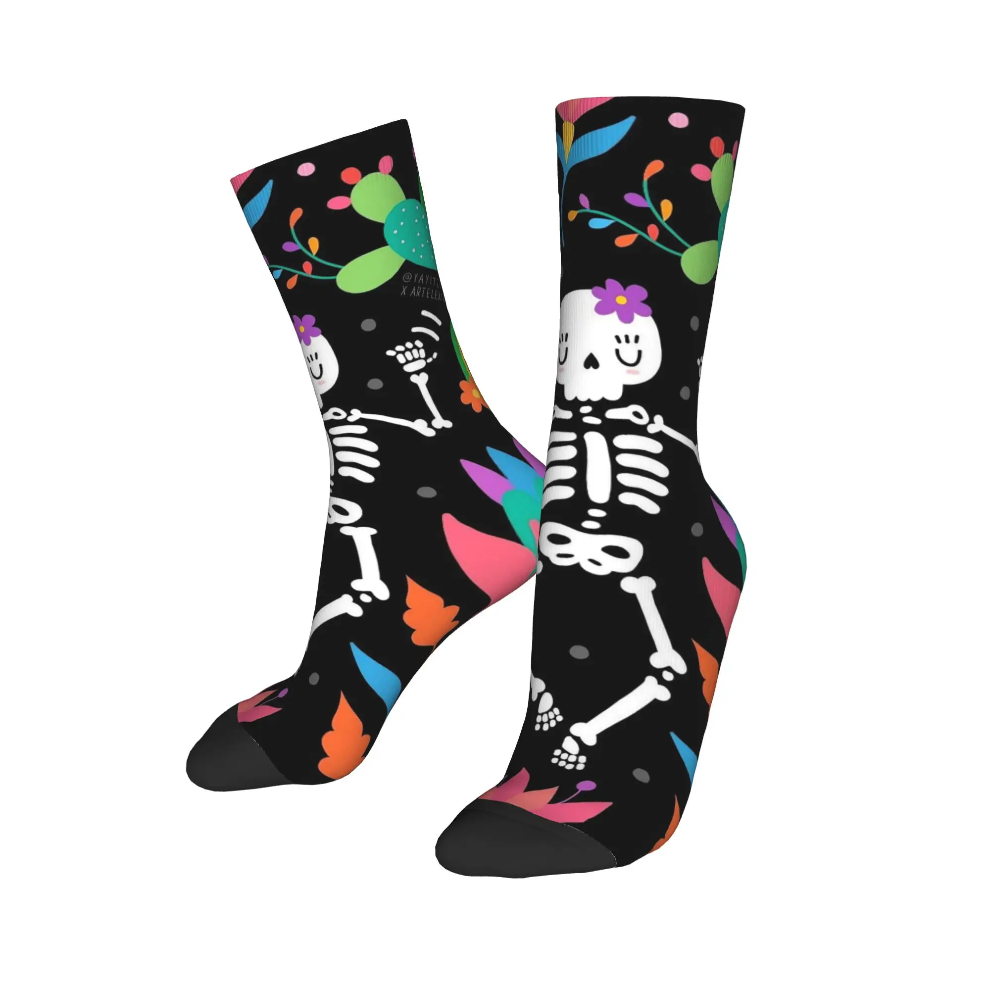 الخريف الشتاء Harajuku النساء الرجال الفن الشعبي الرقص الجمجمة يوم الموتى الجوارب امتصاص العرق جوارب التزلج