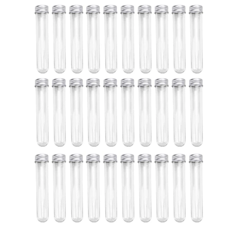 30 PCS Test Tubes 45Ml Plastic Test Tubes Single Test Tubes With Lids Sample Storage Tube Transparent Tubes Set