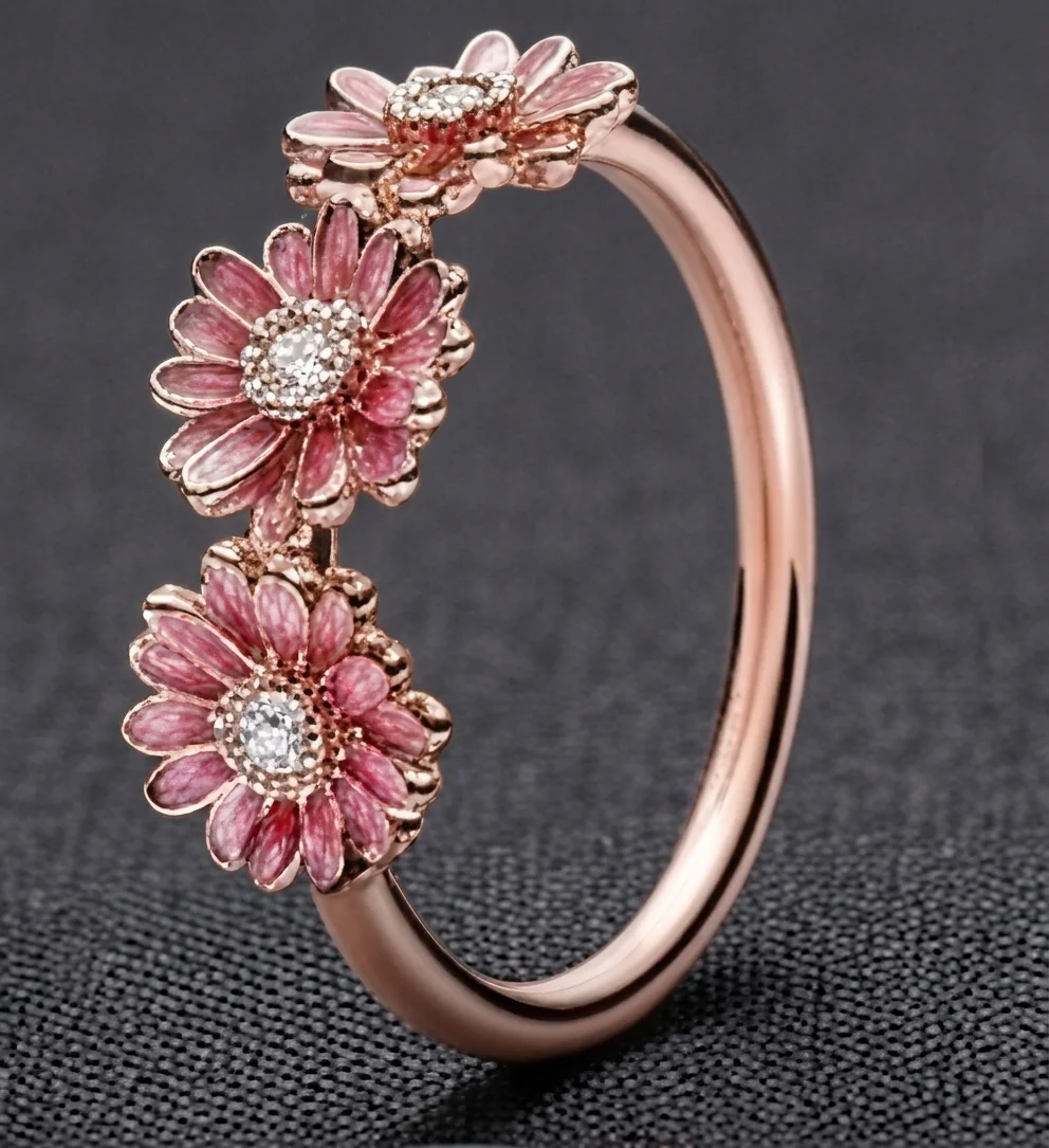 Rose Tone Multi Style Stackable Rings Mix Heart Flower Bow Colorful Zircon Thin Band Ring Set Dainty Wedding Jewelry Gift 2026 - view 4