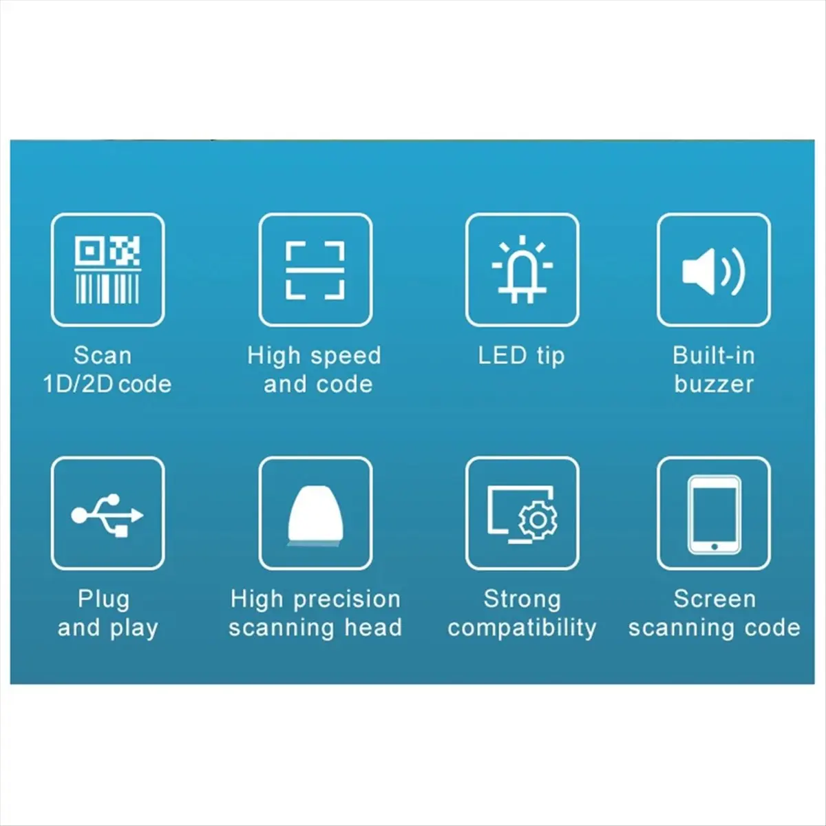 Compatible Universal 1D/2D USB Wired Barcode Scanner Handheld QR Codes Reader Mobile POS Plug and Play Support Logistic Store