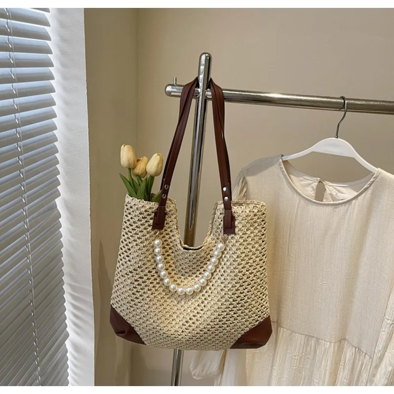 

Beading Hollow Out Patchwork Tote Bags Spring New Sewing Ladies Bags on Sale 2025 Fashion Exquisite Versatile Women's Handbags