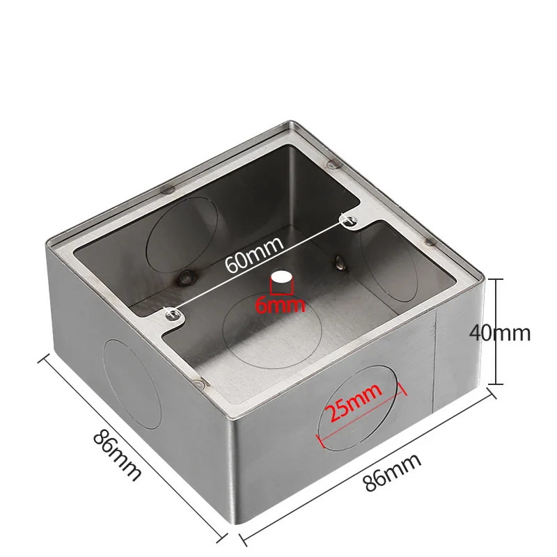 Type 86 Stainless Steel Button Box Surface Mount Universal Wall Switch Socket Junction Box 25mm Import