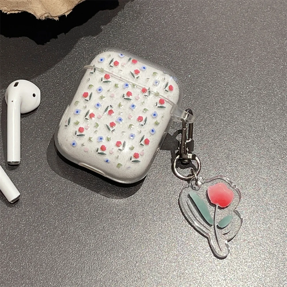 Funda transparente con purpurina para Airpods Pro 2. ° Corazón, llavero colgante para Apple Airpods 2 1 3, accesorios para auriculares