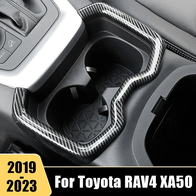 

For Toyota RAV4 RAV 4 XA50 2019 2020 2021 2022 2023 Carbon Car Central Control Front Row Water Cup Frame Trim Cover Accessories