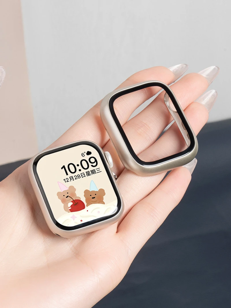 Tempered Glass+Case For Apple Watch 38 40mm 41mm 42mm 44mm 45mm 46mm Screen Protector Protective Cover iWatch 11 10 9 7 8 6 SE 5