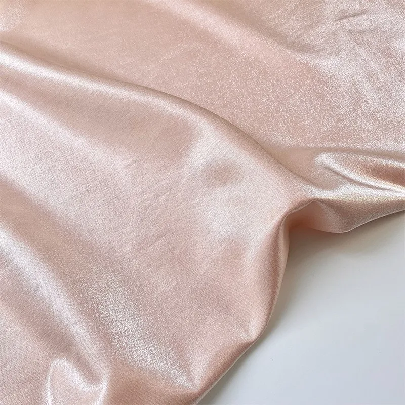 Solid color woven pink lustrous glass silk linen satin fabric Chinese-style dress