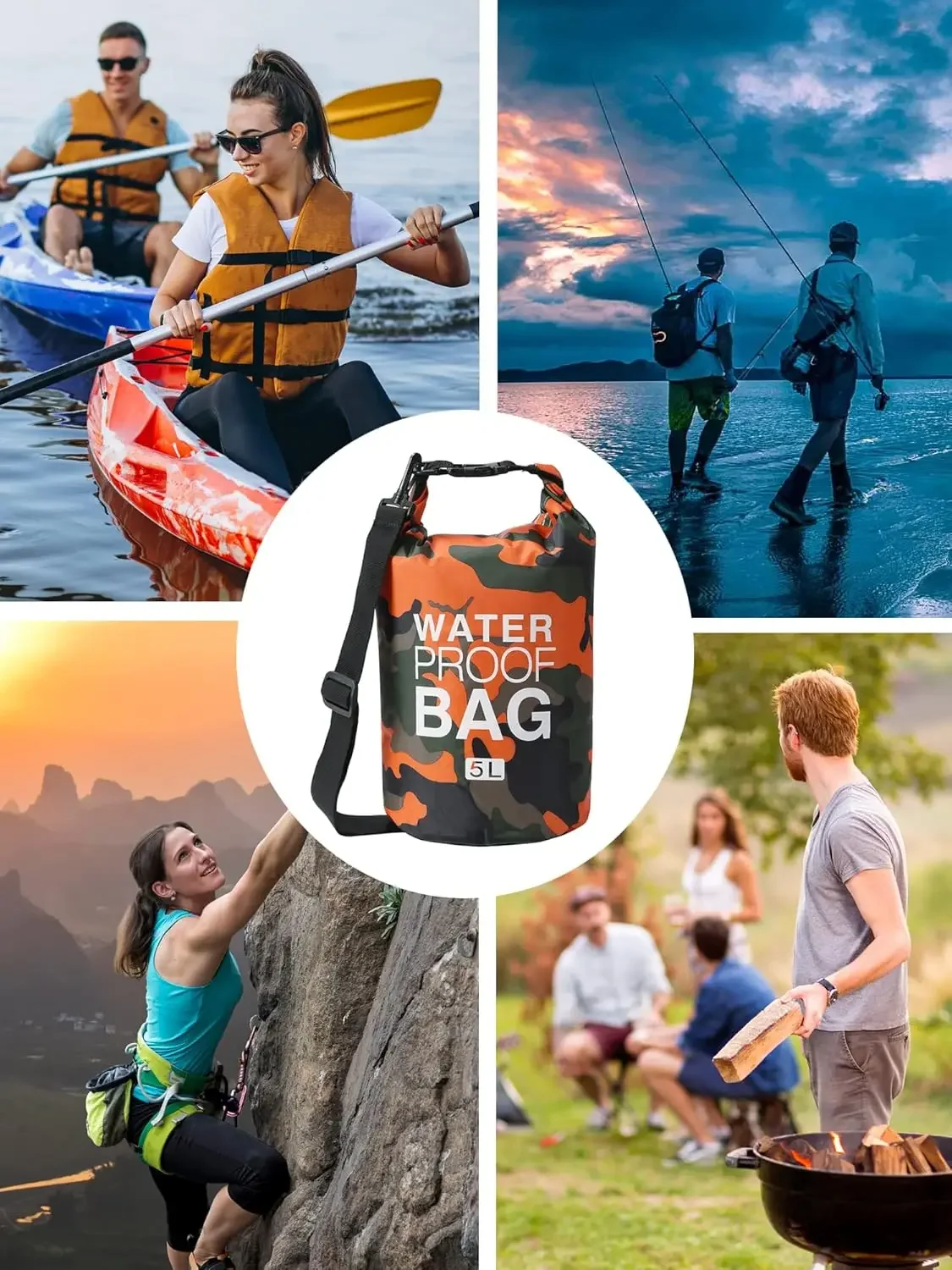 XIAOTREE Dry Bag Waterproof for Women Men,2/5/10/15/20/30L Outdoor Sports Bag for Swimming Boating Kayaking Rafting River image 4