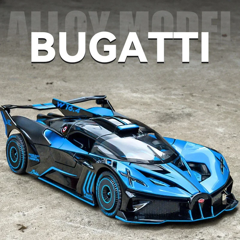 1:24 Bugatti Alloy Toy Car Model Metal Casting Model Sound and Light Pull Back Metal Sports Car Boy Collection Biżuteria Prezent