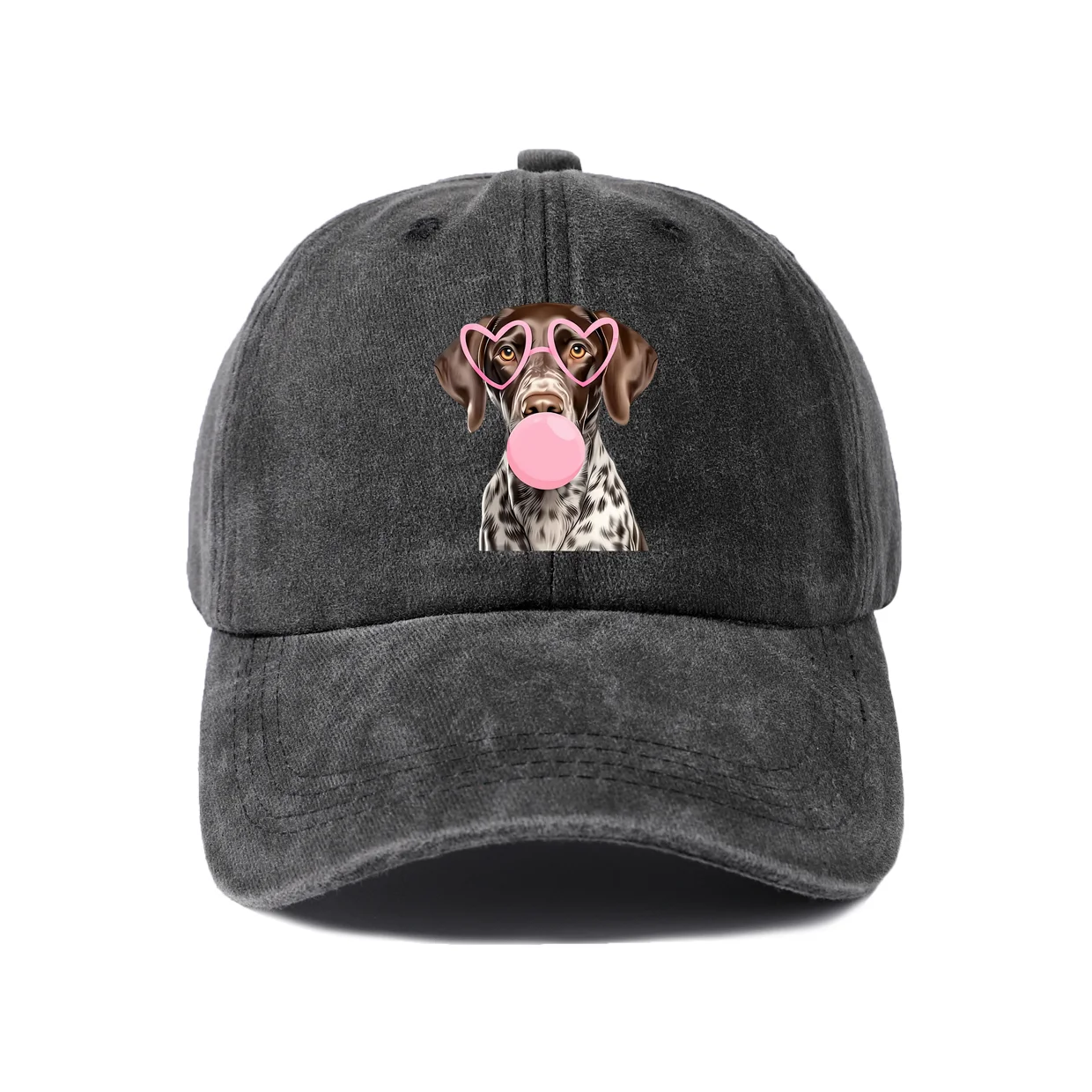 Boxer Dog Bubblegum Graphic Baseball Cap, Vintage Washed Adjustable Unisex Dad Hat, Casual Gift
