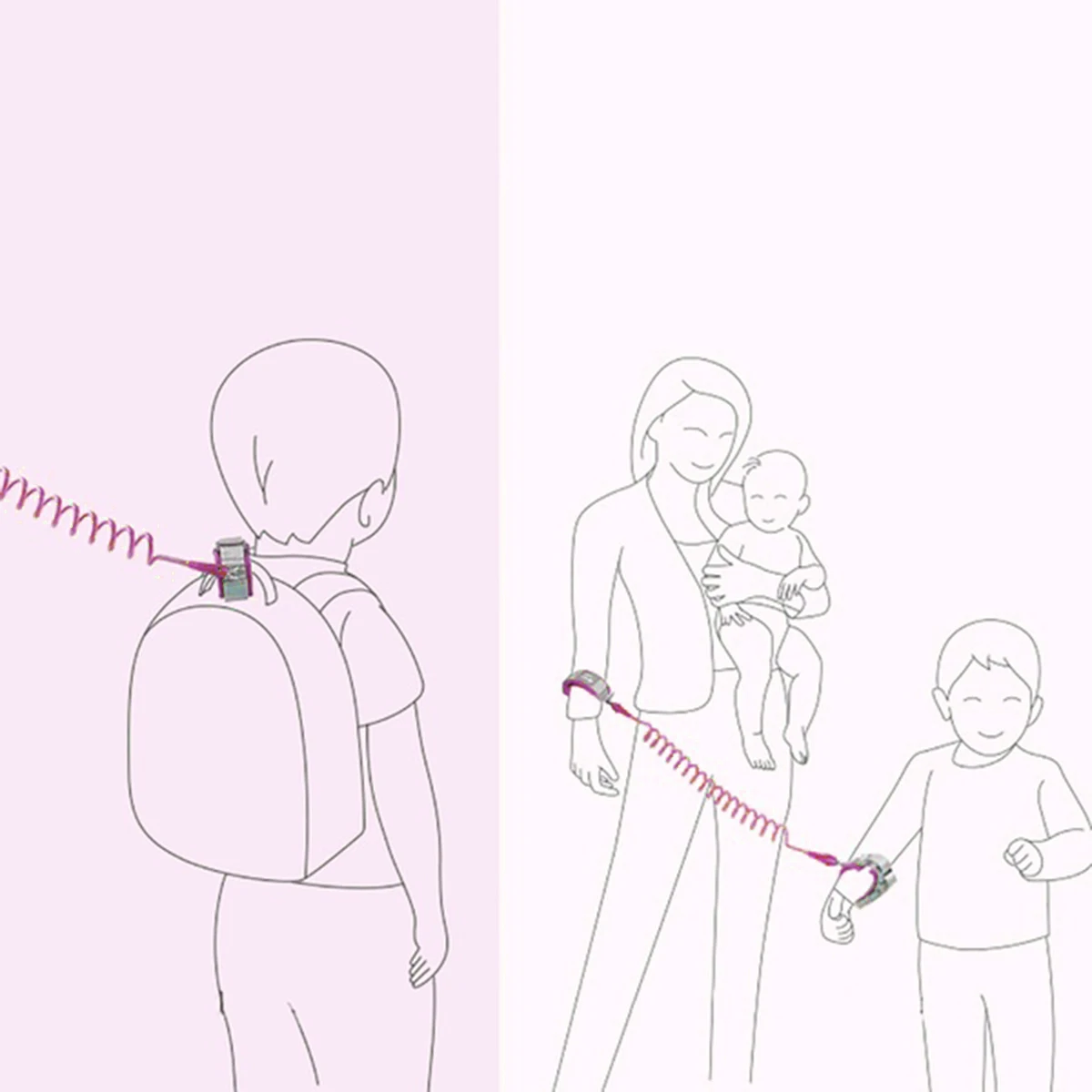 

2pcs Anti Lost Wristband For Durable Prevent Lost Strap Comfortable Safety Bracelet 2M Pink With Lock Rotating Head For