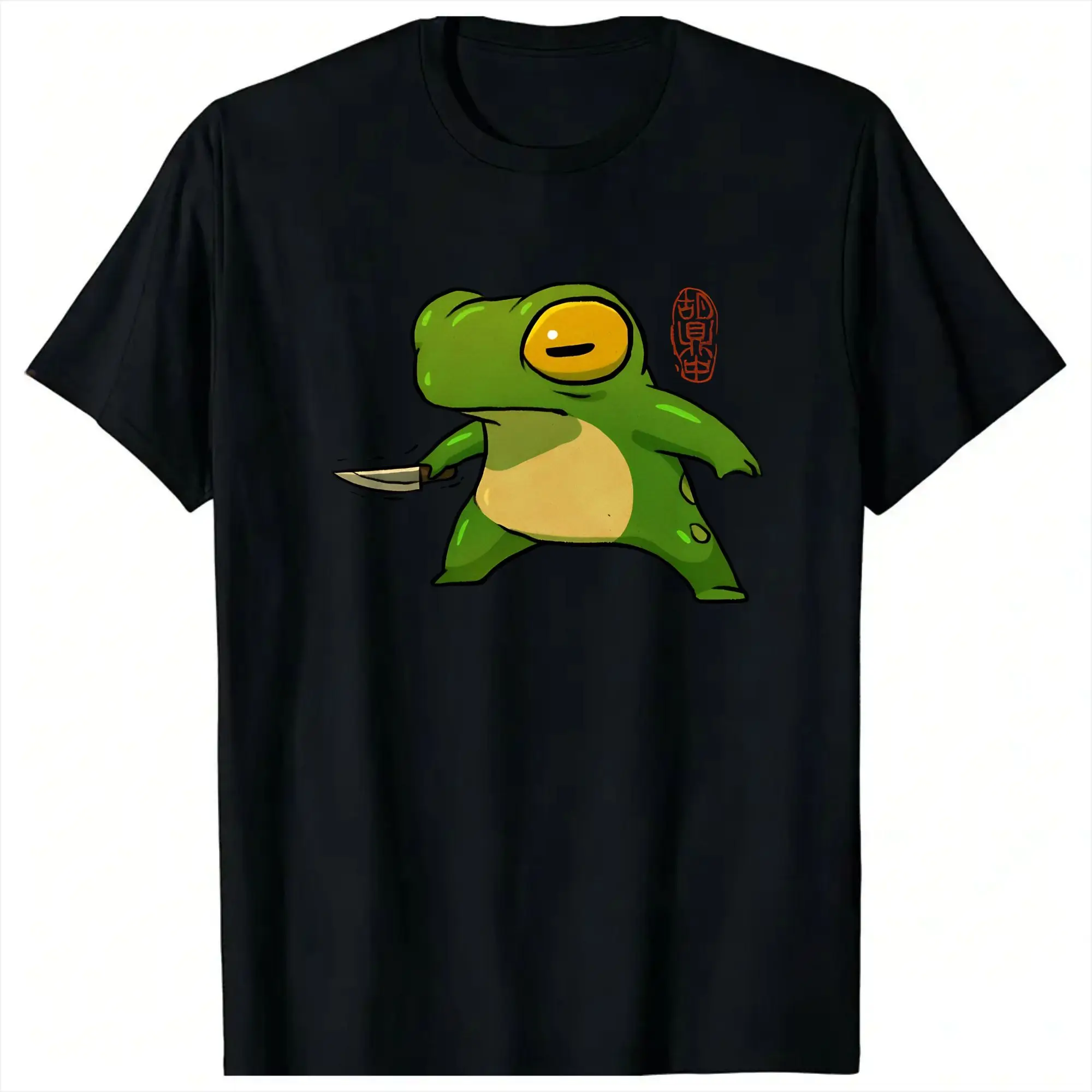 Men's knife wielding stabby gremlin frog T Shirts  Pure Cotton Clothing Vintage Short Sleeve O Neck Tee Shirt 4XL 5XL T-Shirt