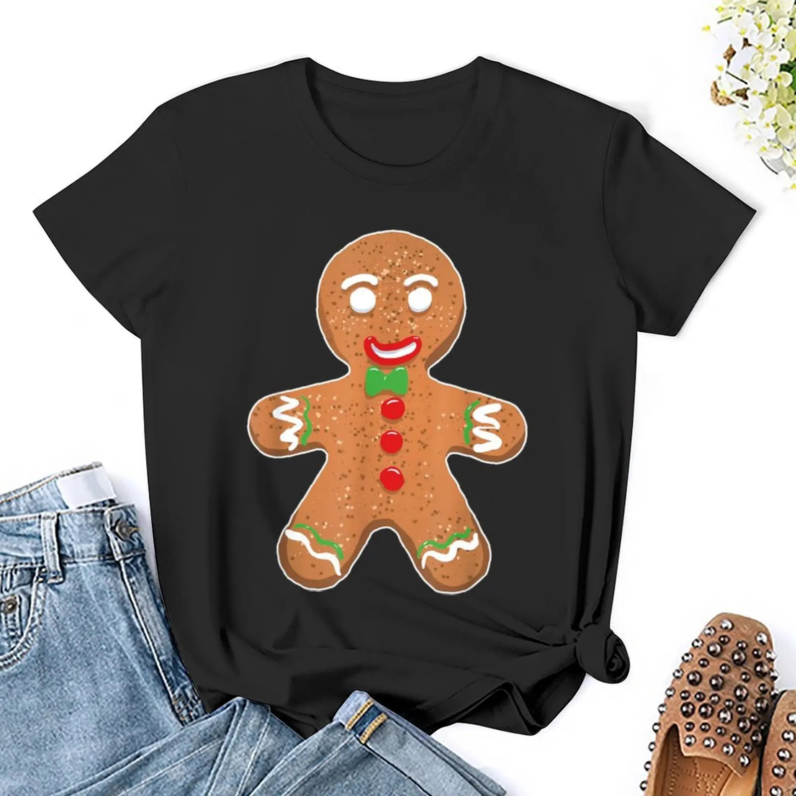 Gingerbread Man Christmas Cookie Costume Baking Team T Shirt Graphic Shirt Casual Shorts Sleeved Female Tee T-Shirt Size S-4XL