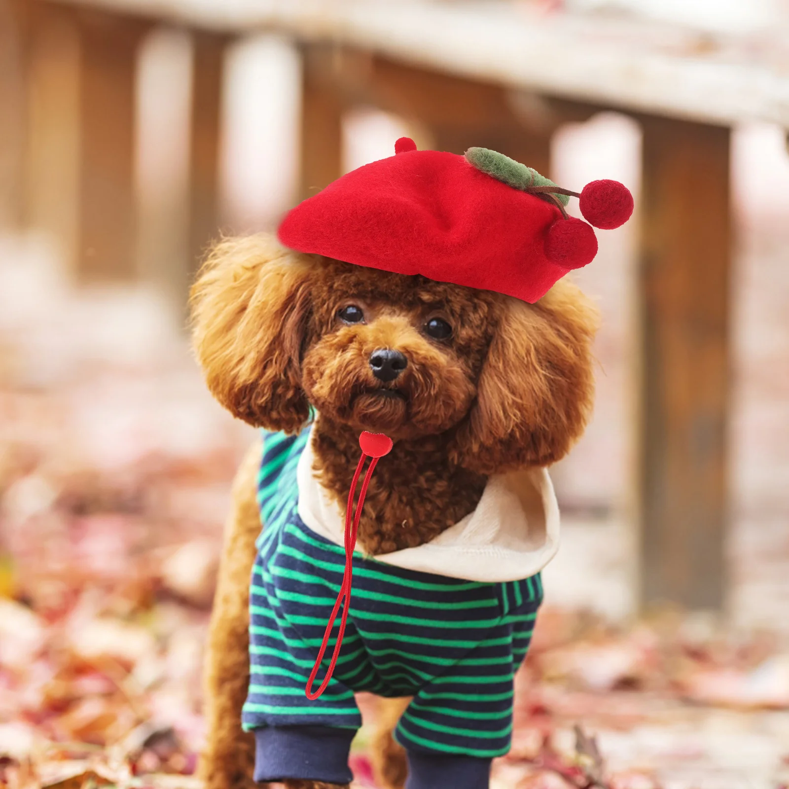

Pet Beret Hat Cherry Pattern Soft Fleece Dog Cat Headgear Comfortable Fit for Tiny Animals Fashionable Accessory for Daily Wear