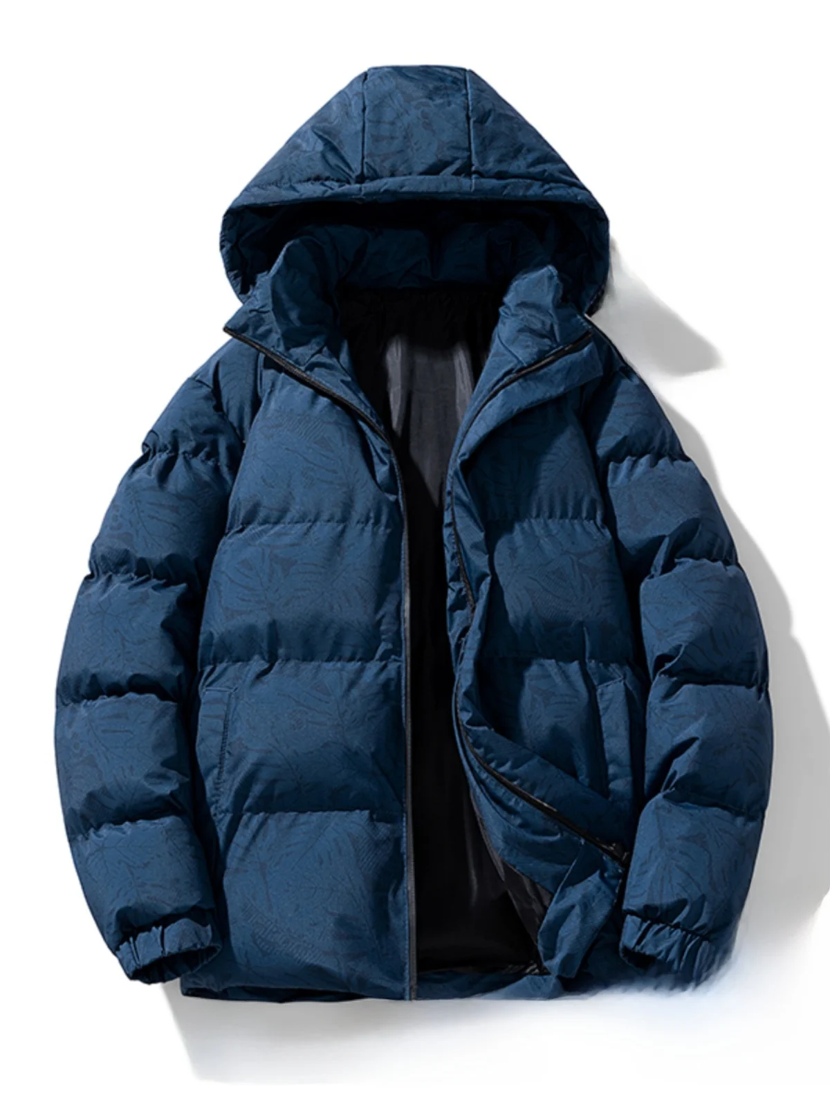 

Thiened Hooded Maple Le Cotton Jaet Men's Winter Faion Warmth Bread Sle Coat Youth Casual Long Sve Zipper Closure