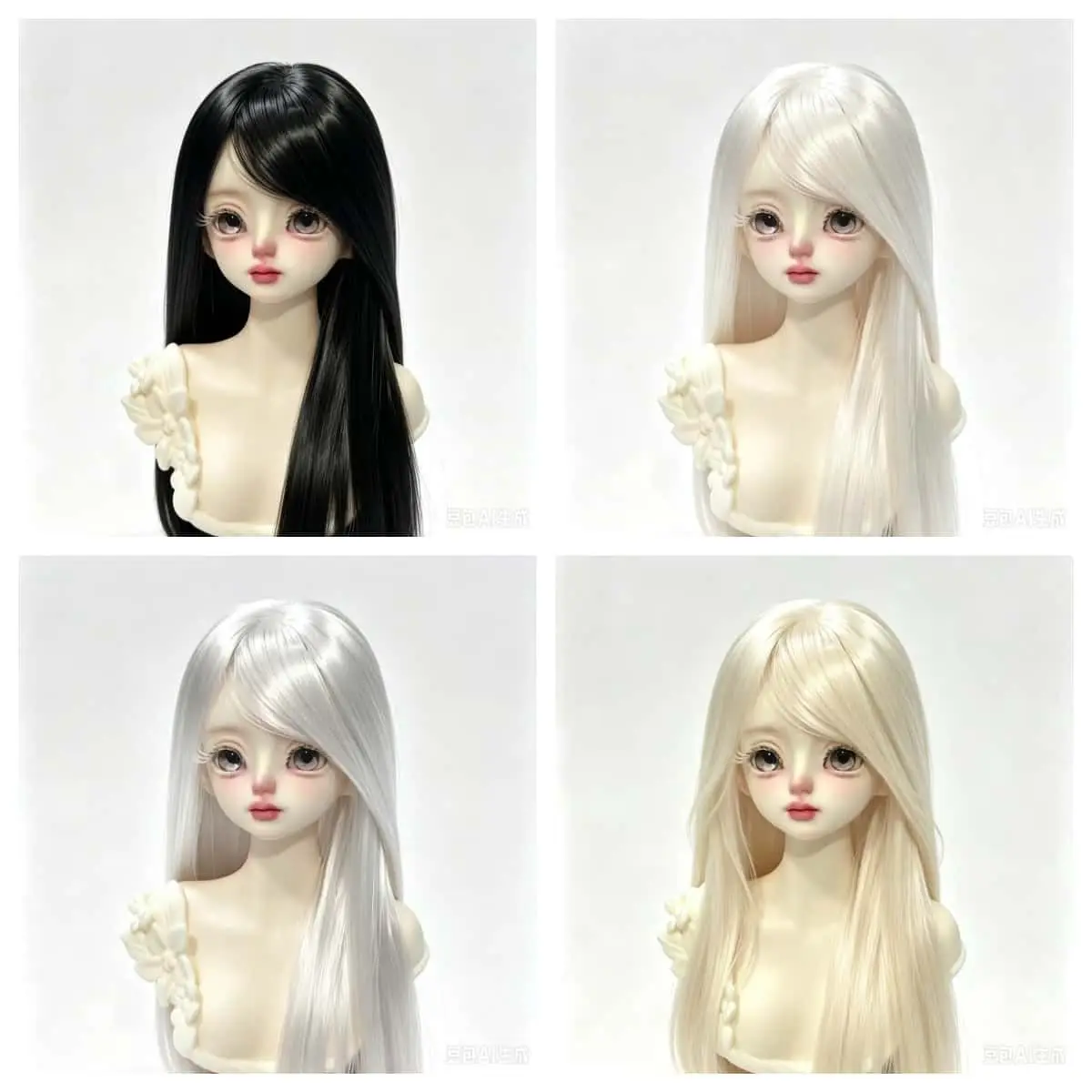 for 1/3 1/4 1/6 Bjd Doll Wig Multi-Color Long Straight Blank Wig Embryo Unstyled Raw Hair Base for Diy Hand Trimming Styling
