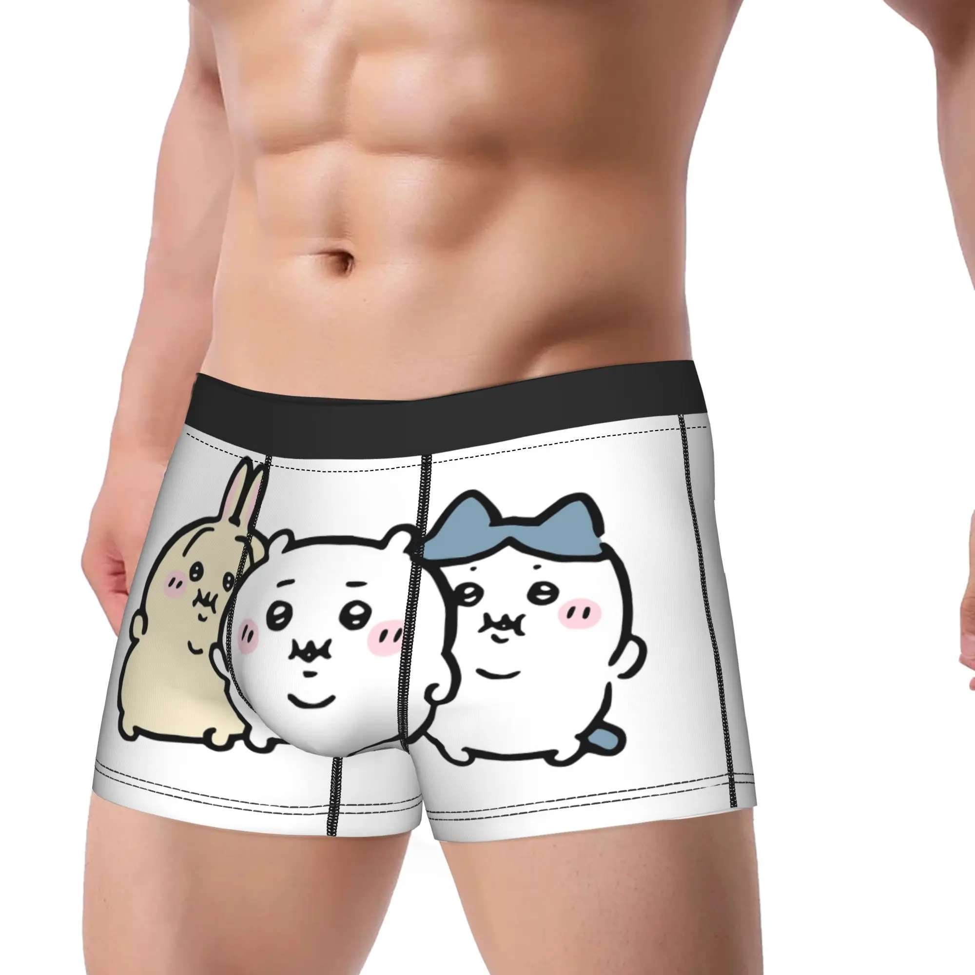 Sexy Boxer Shorts Panties Briefs Chubby Bloated Chiikawas Hachiware Usagi  Eat Food Full Fat Underwear Underpants for Male M-XXL