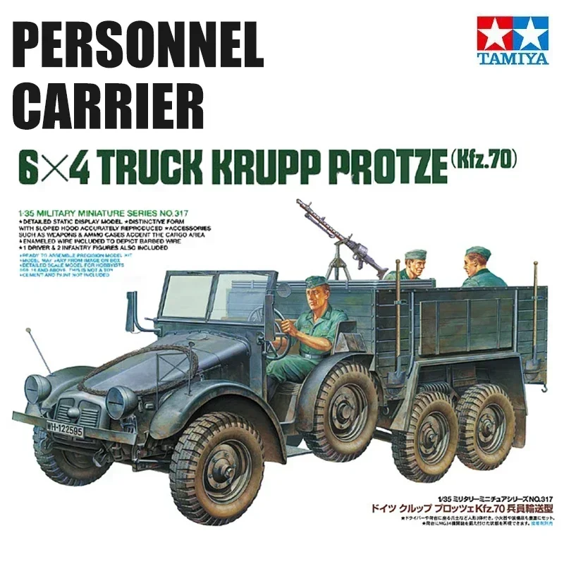 

1/35 TAMIYA Model 35317 6X4 Truck Krupp Protze (Kfz. 70) Personnel Carrier assembly Scale diy toys Model Kit