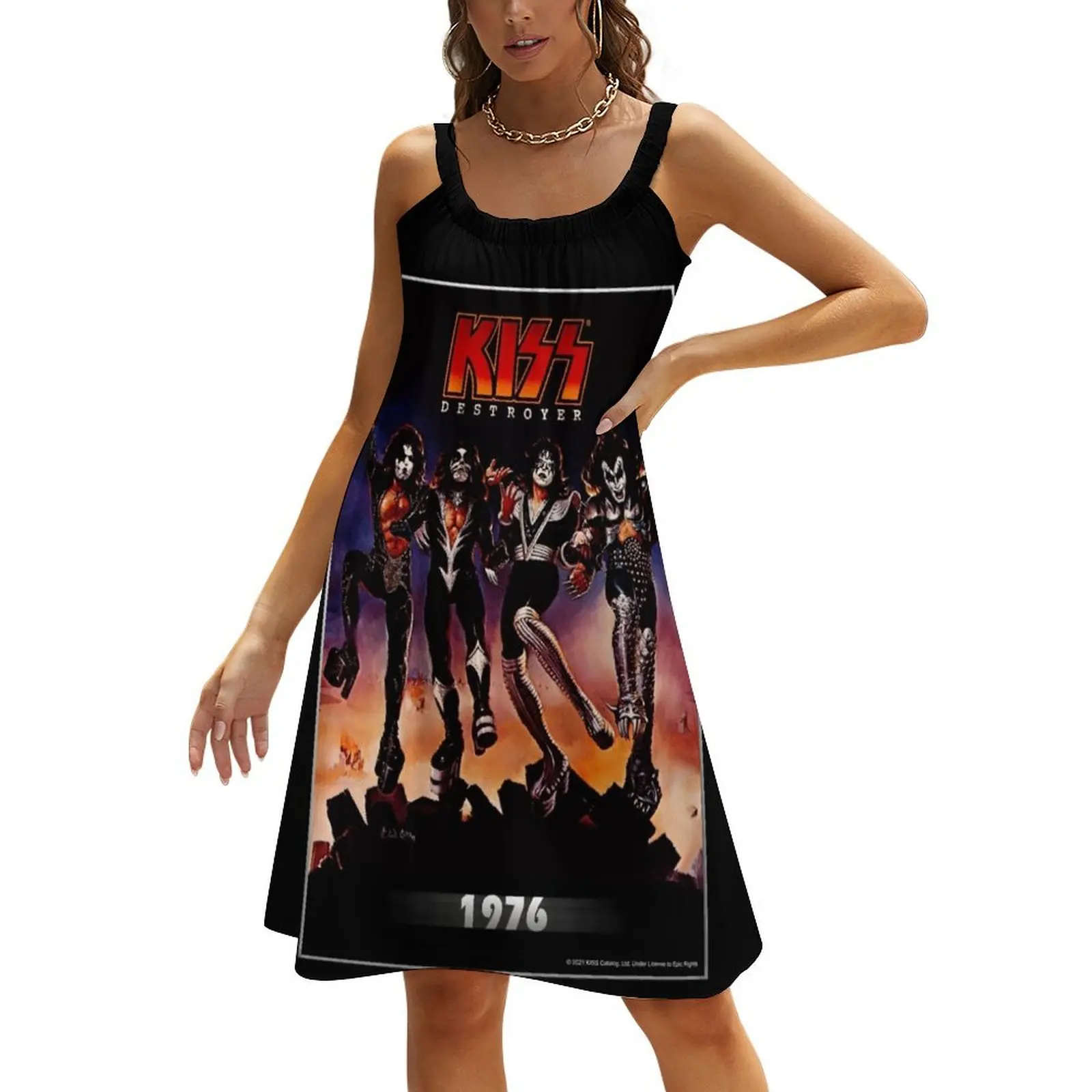 

KISS  the band - Destroyer Year 1976 Beach Sling Skirt Clothing female women long dresses