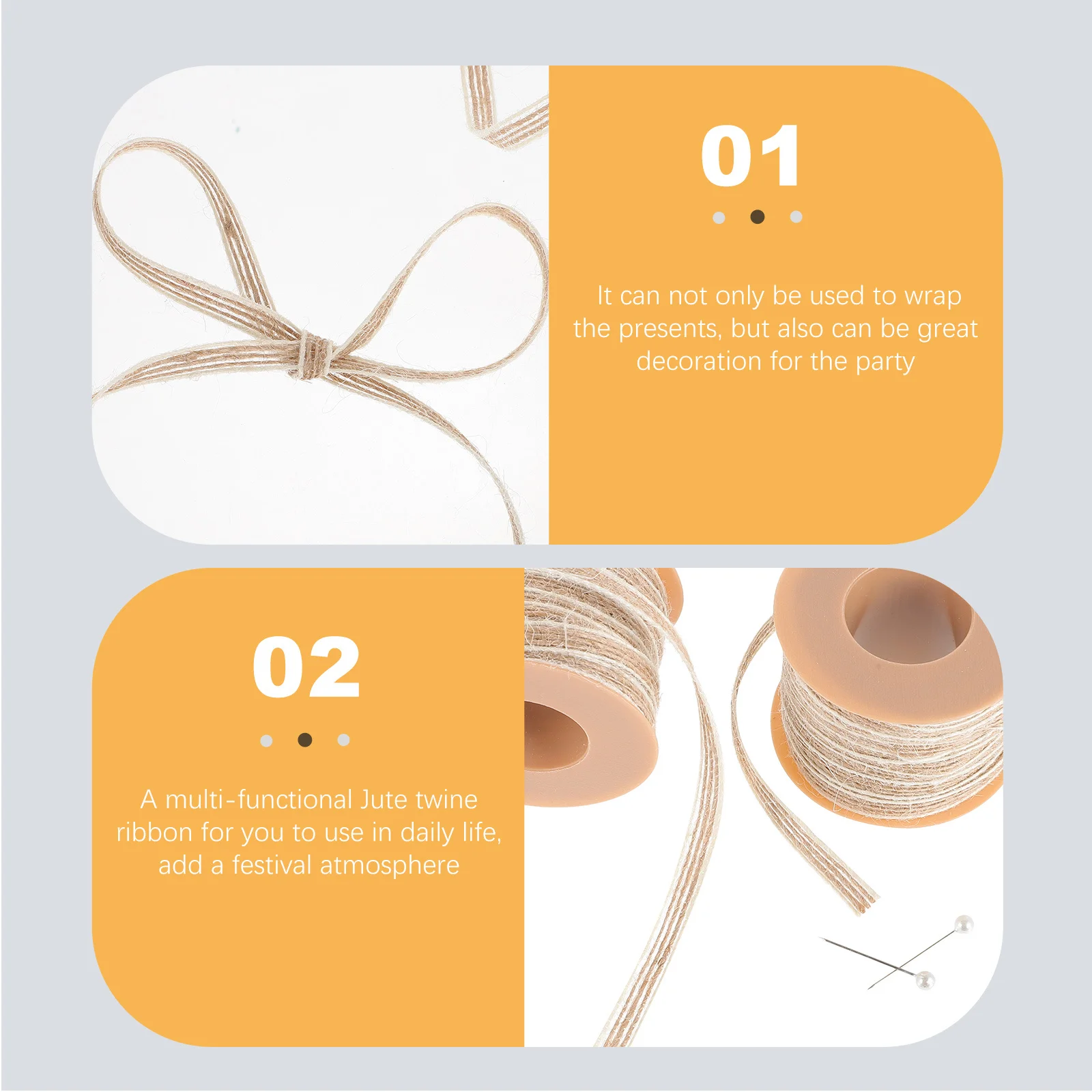 

2 Rolls Natural Jute Twine Ribbons Thick Durable for Gift Wrapping Party Decoration DIY Craft Rope Twine Ribbons