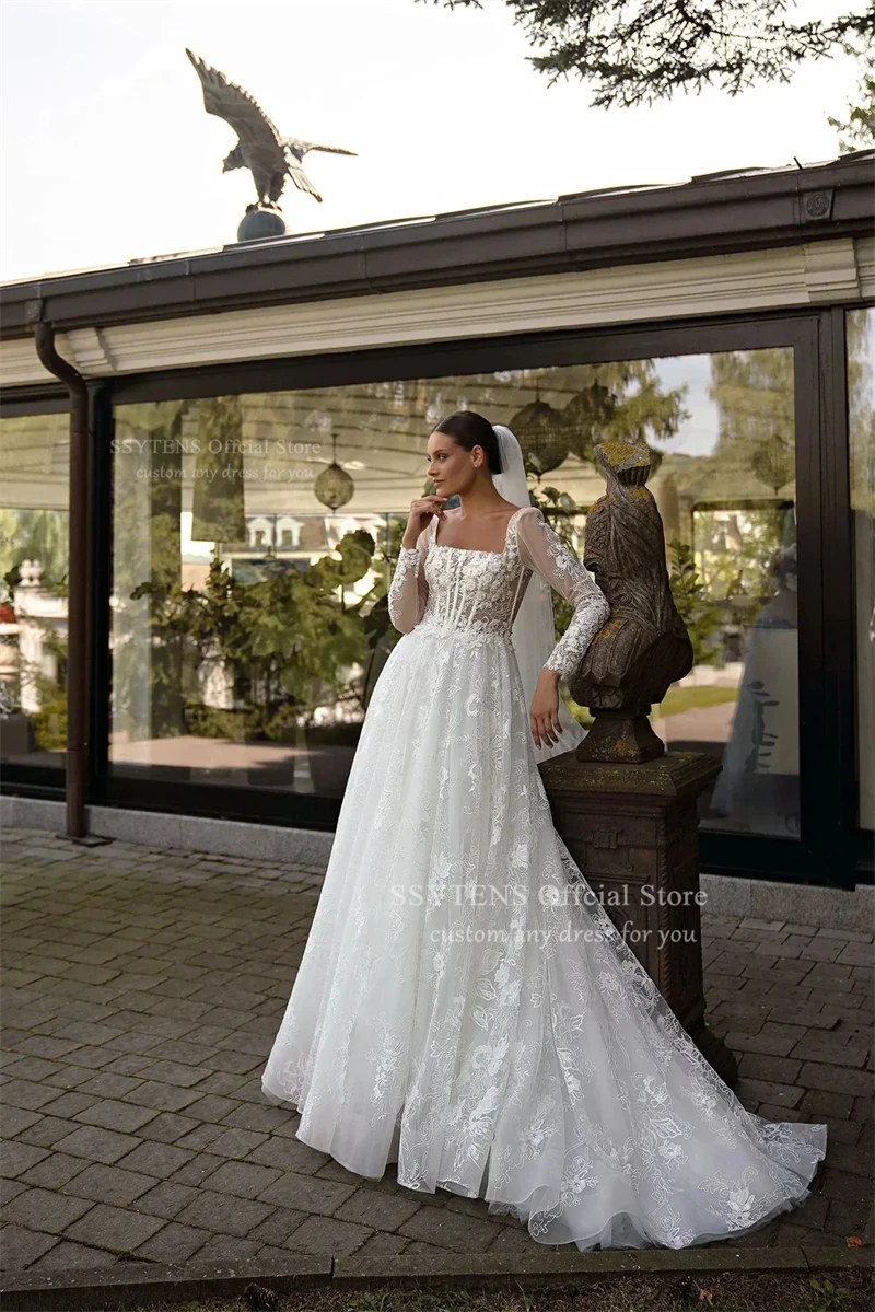 SSYTENS فساتين زفاف فاخرة الأميرة الوهم كم طويل زين فساتين زفاف خمر 2026 مشد فساتين العروس تخصيص