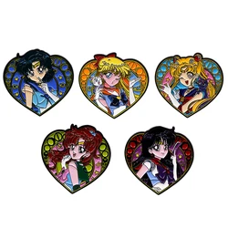 Cute Japanese Anime Magic Girls Brooch for Clothes Lapel Pins for Backpacks Briefcase Badges Enamel Pin Fashion Accessories Gift