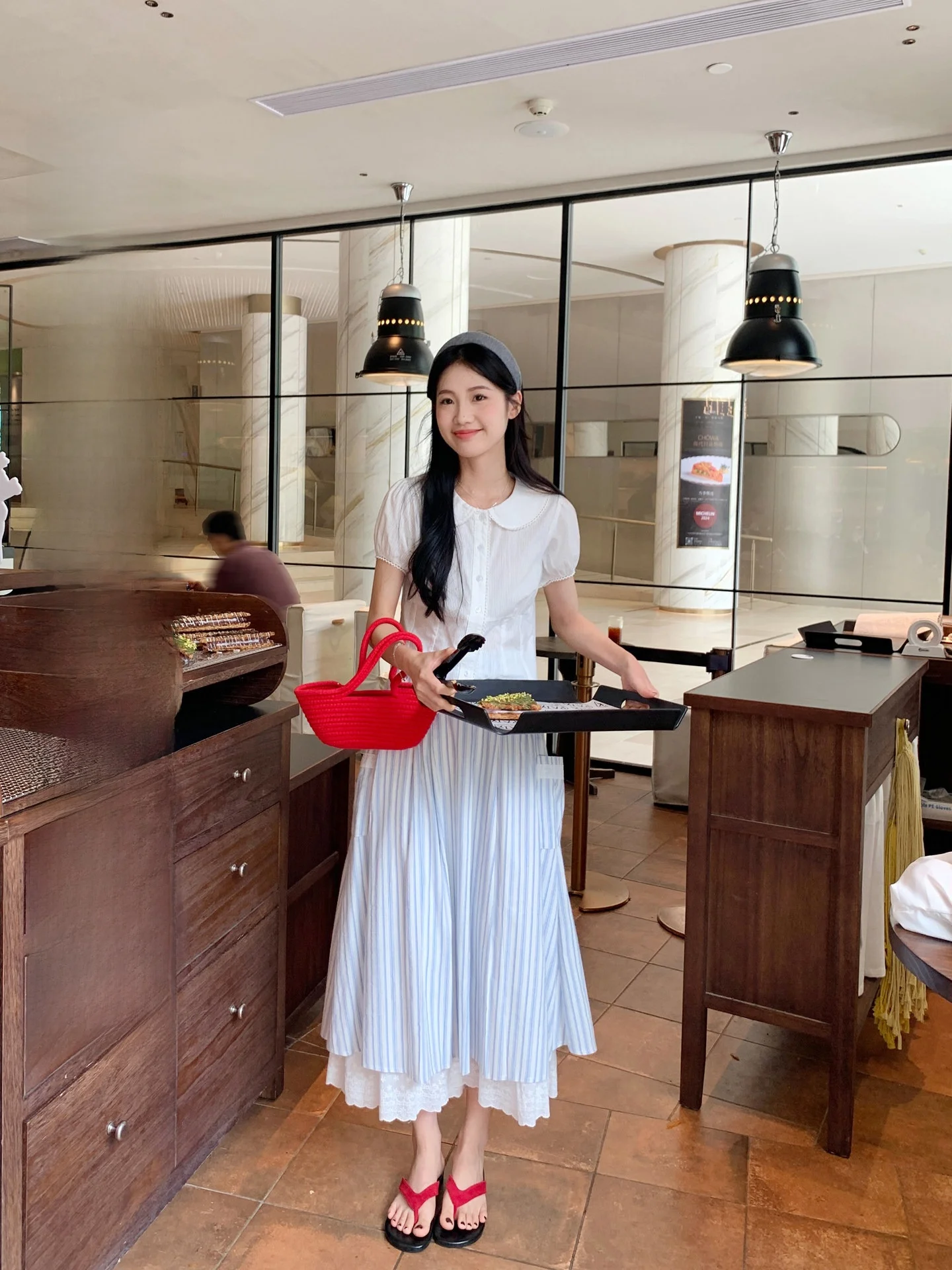 

Синяя полосатая юбка А-силуэта женская, с милым пэчворком и кружевной отделкой, свободная расклешенная длинная юбка, повседневная, с высокой талией, из смесового хлопка и вискозы