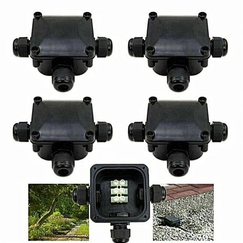 

IP68 Waterproof T-Type Junction Box - ABS Plastic Cable Gland Connector for Outdoor Electrical Use