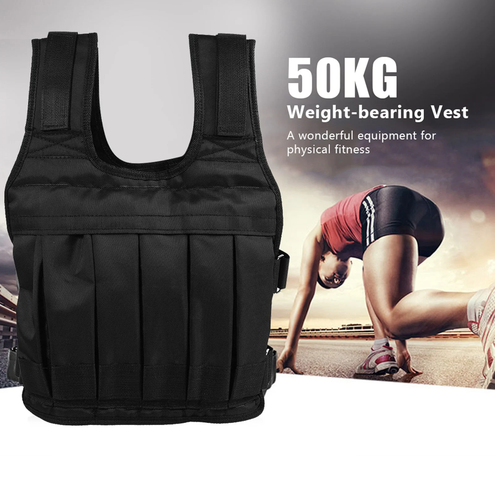 

Oxford Cloth Weight Vest, Premium Oxford Cloth Weighted Vest - 50KG Heavy Duty Training for Strength and Fitness