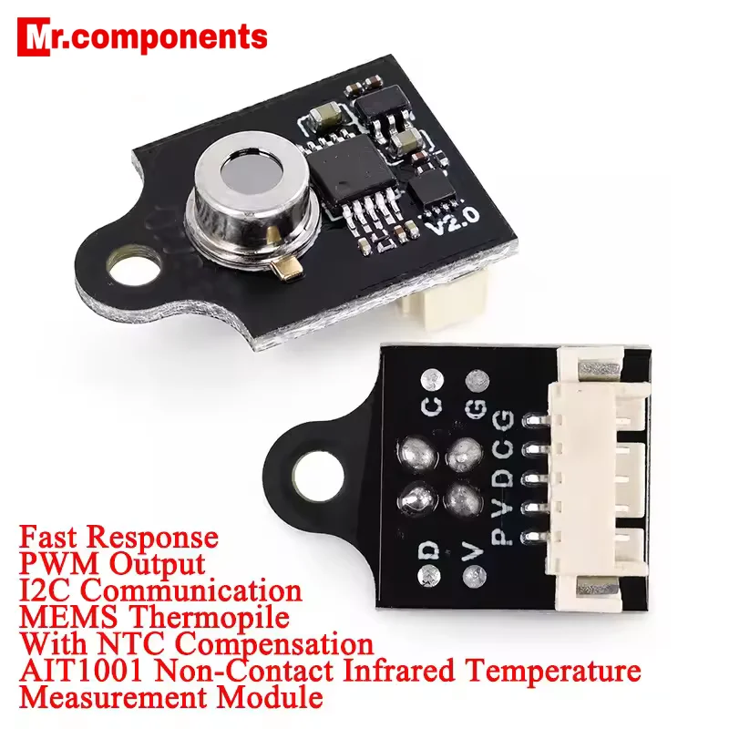 AIT1001 Non-Contact Infrared Temperature Measurement Acquisition Sensor Module Thermopile I2C PWM Output with NTC Compensation