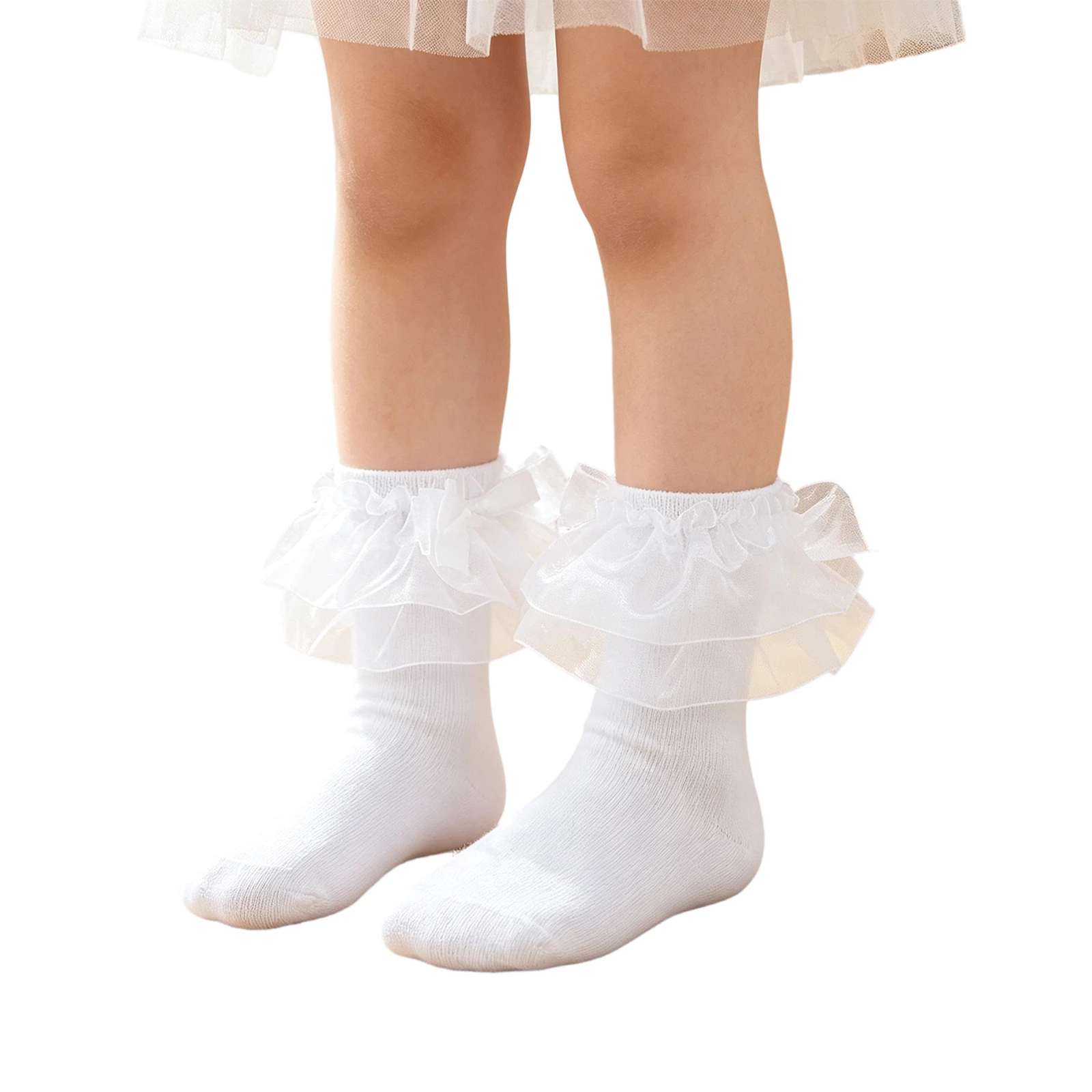Double Layer Tulle Ruffle Bow Kids Socks Girls Princess Ankle Socks Soft Cotton Children Socks For  Birthday Party