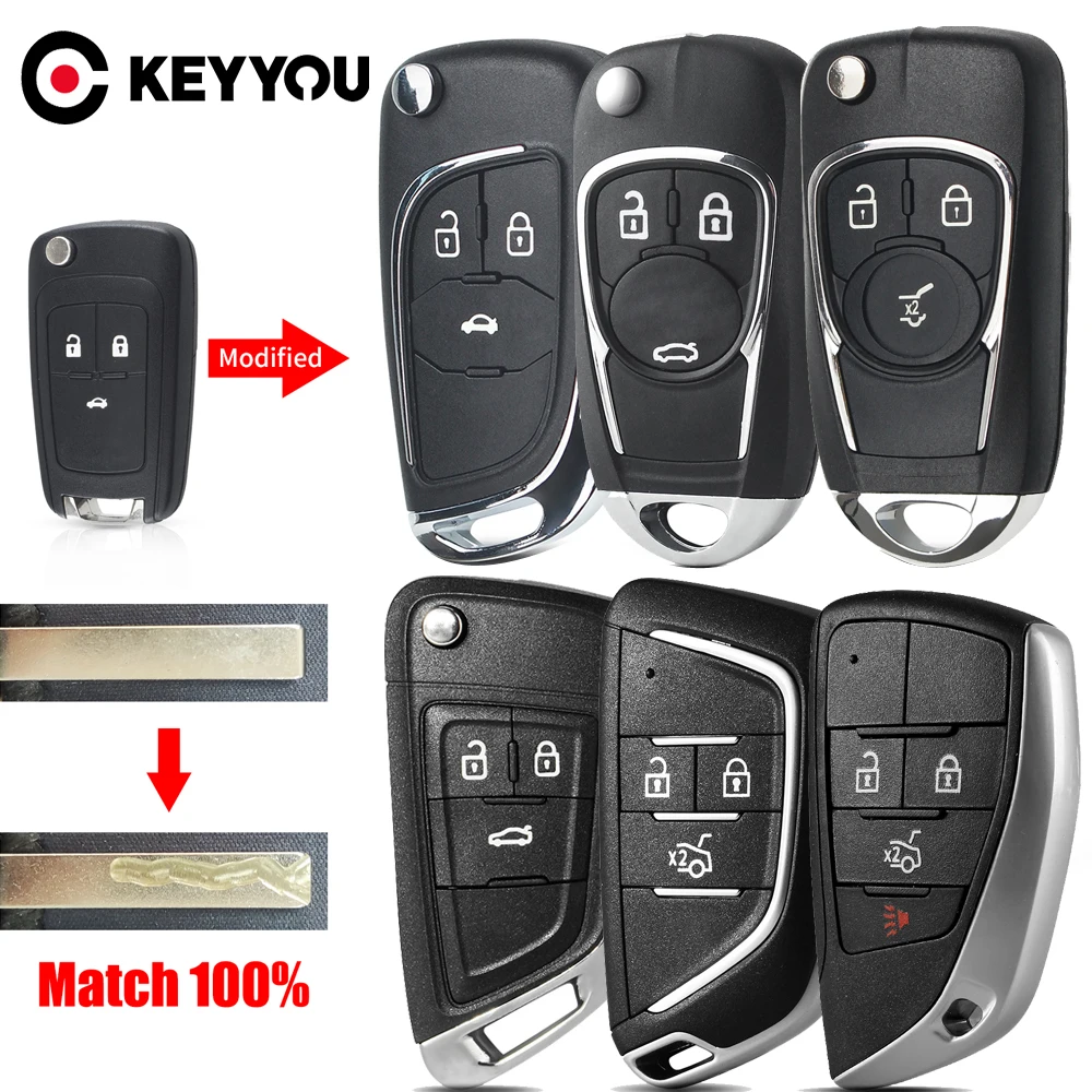 

KEYYOU Модифицированный корпус ключа-пульта с 3 кнопками для Chevrolet Chevy Cruze 2010-2015