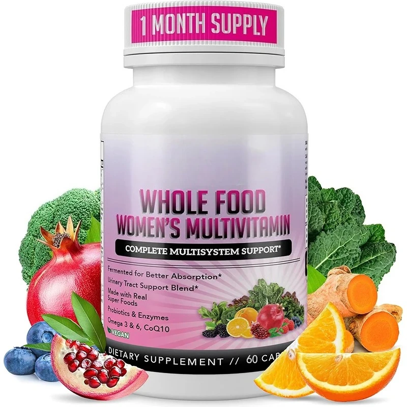 Women's Multivitamin Containing 44 Organic Whole Foods And Fermented Nutrients -60 Vegetarian Capsules