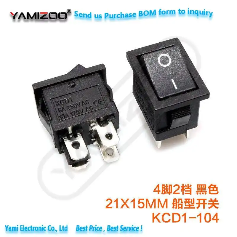 5 Stück KCD1 Wippschalter KCD1-101 Wasserspender Elektronische Waage Ein/Aus-Schalter 2-Pin 4-Pin – Detail 6