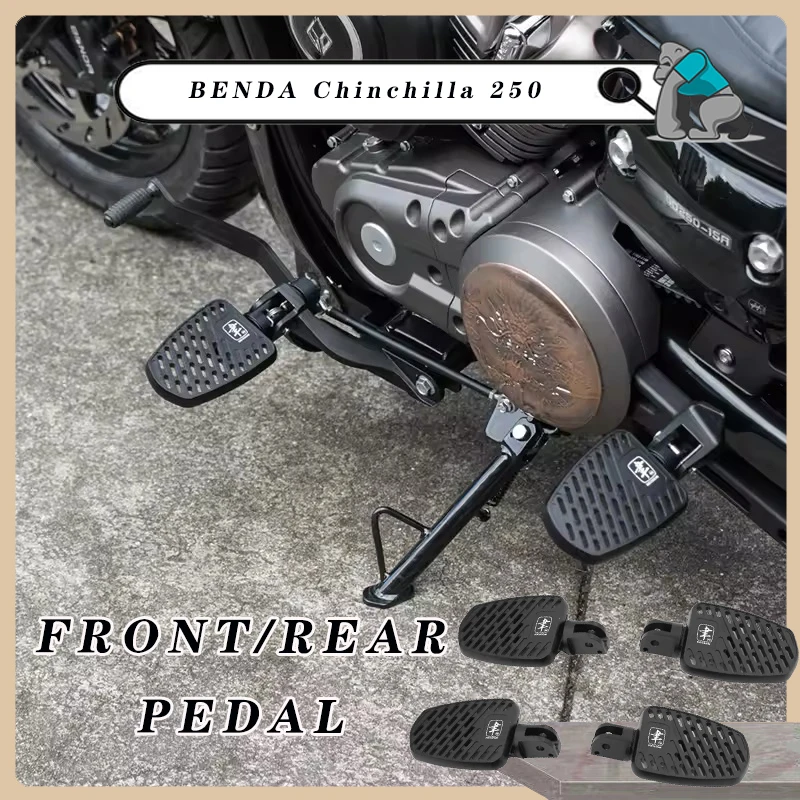 

Passenger Footrests Aluminum Alloy Motorcycle Front/Rear Pedal Footrest with Rubber Pads For Chinchilla 250 Retrofit/Upgrade