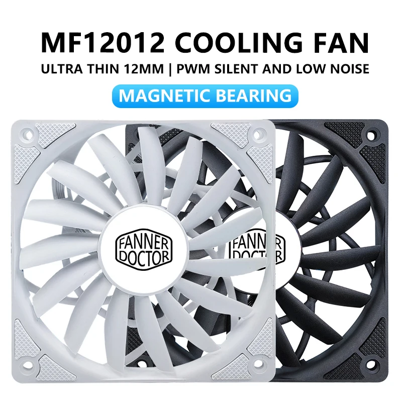 JUMPEAK MF12012 12mm Ultrathin 120mm Cooling Fan Magnetic Bearing 12cm 4PIN PWM Quiet Fans For Computer PC Case CPU Radiator